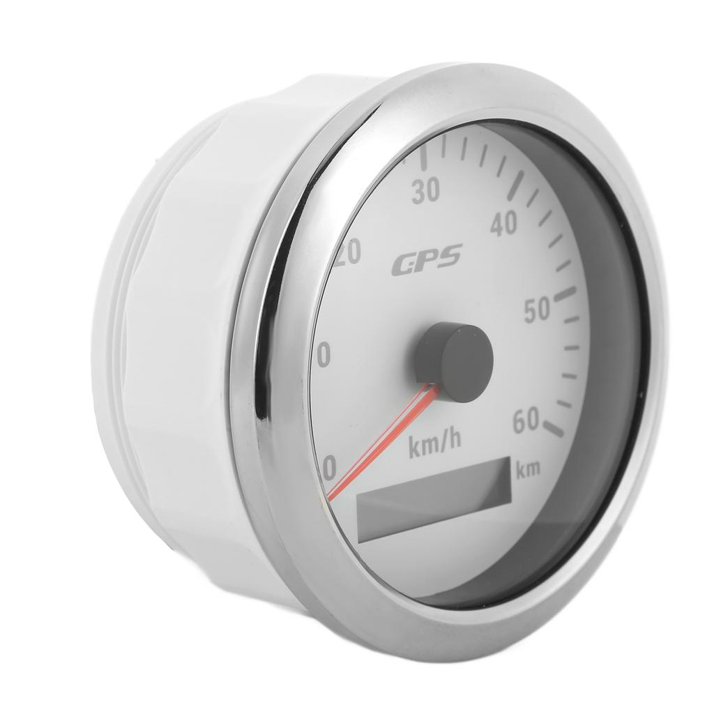 85mm GPS Tacho 0‑60KM H LCD-Anzeige Kilometerzähler mit einstellbarer Hintergrundbeleuchtung für Autos Boote 9‑32V DCWeiß
