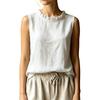 Damen Shirt Locker Geschnitten Ärmellos Rundhals Rüschenbesatz Lässige Oberteile Einfarbige Sommer Tanktops Tägliche Kleidung