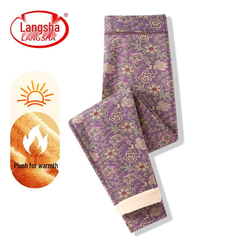 LangSha Women s High-Waist Printed Winter Thermal Leggings 5XL