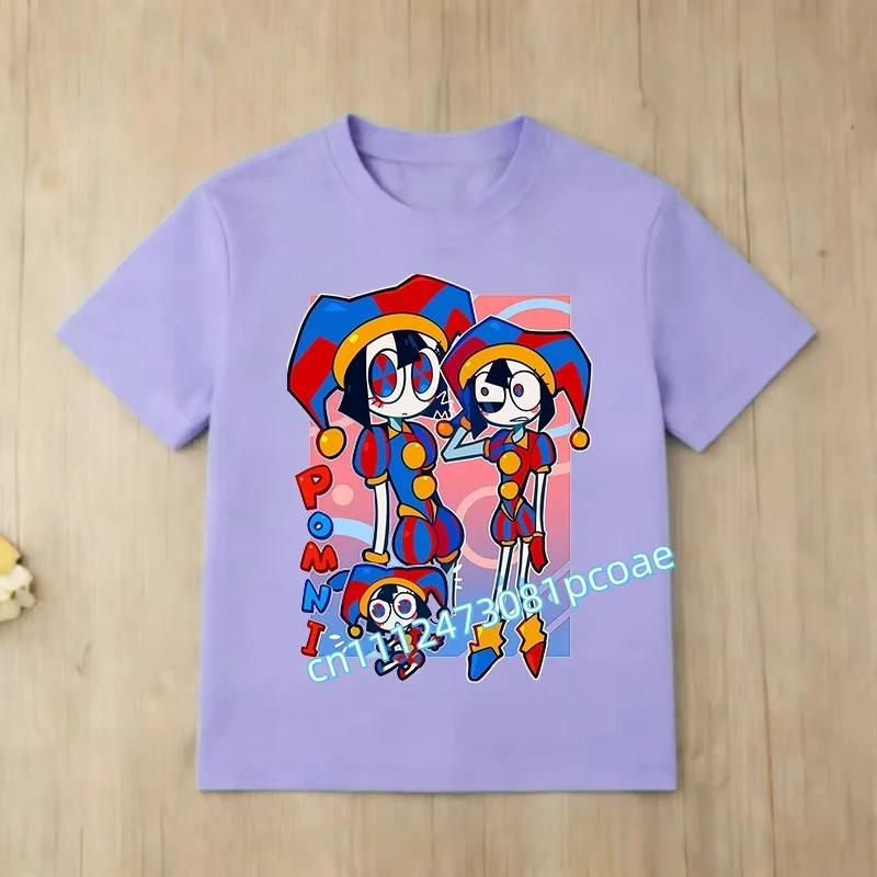 Children Short Sleeve T Shirts The Amazing Digital Circus Anime Cartoon Print Cotton Top Boys Girls Summer Casual Crew Neck Tees
