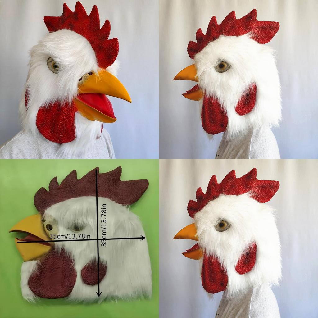 Halloween Animal Latex Chicken Mask With Plush Headpiece For Costume Play And Party Occasions