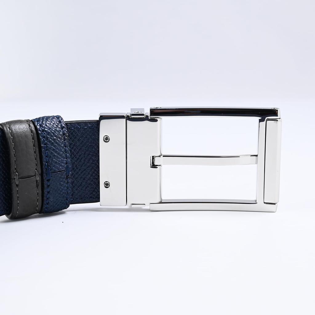 Dunhill 35mm Reversible Roller Buckle Gray and Size 95 Men's Belt, Navy, 23F4T39CD061, (Used)