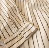 Spring 2026 Trendy Cartoon Cat Embroidered Striped Long Sleeve Lapel Shirt for Women