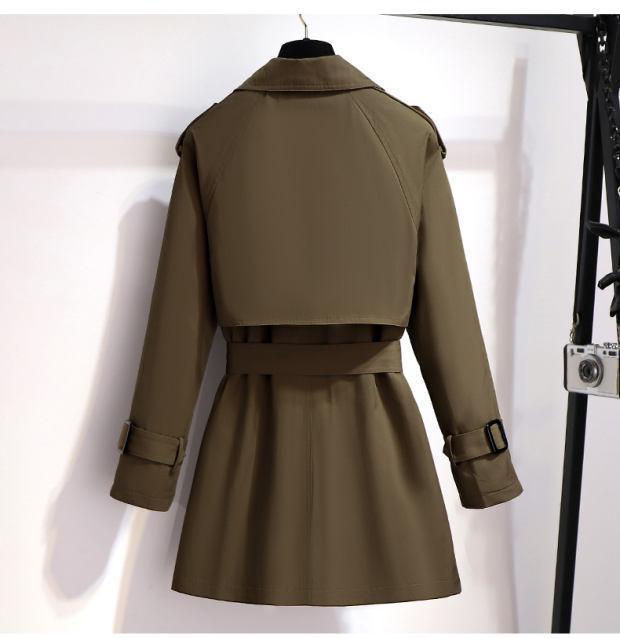 Women's Mid-Length Korean Style Trench Coat - Chic British Design