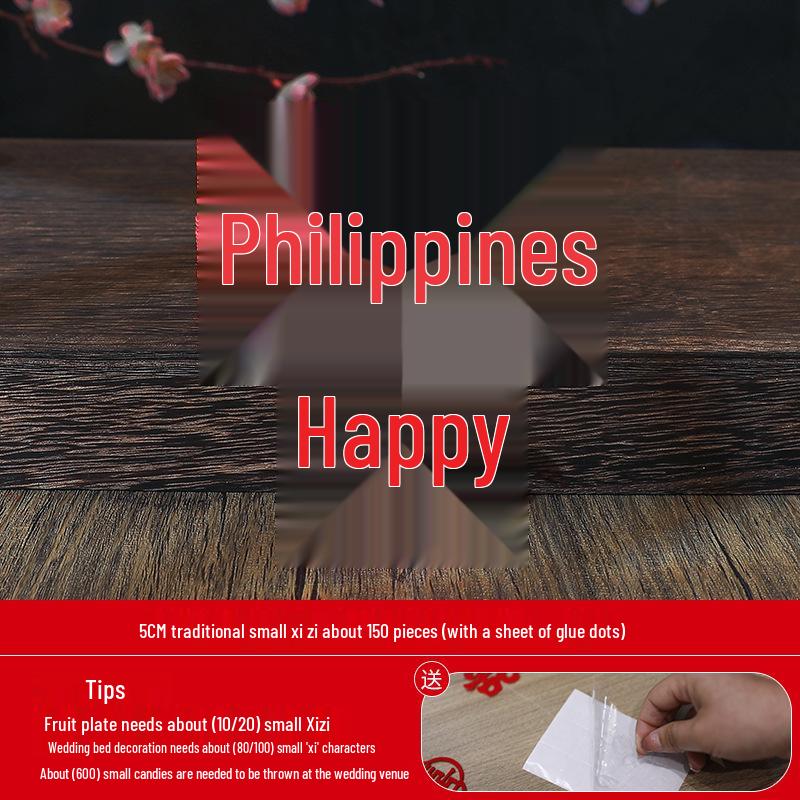 Decoração de Quarto de Casamento Dupla Felicidade: Adesivos e Arranjos Jogados à Mão para Preparação da Cerimônia