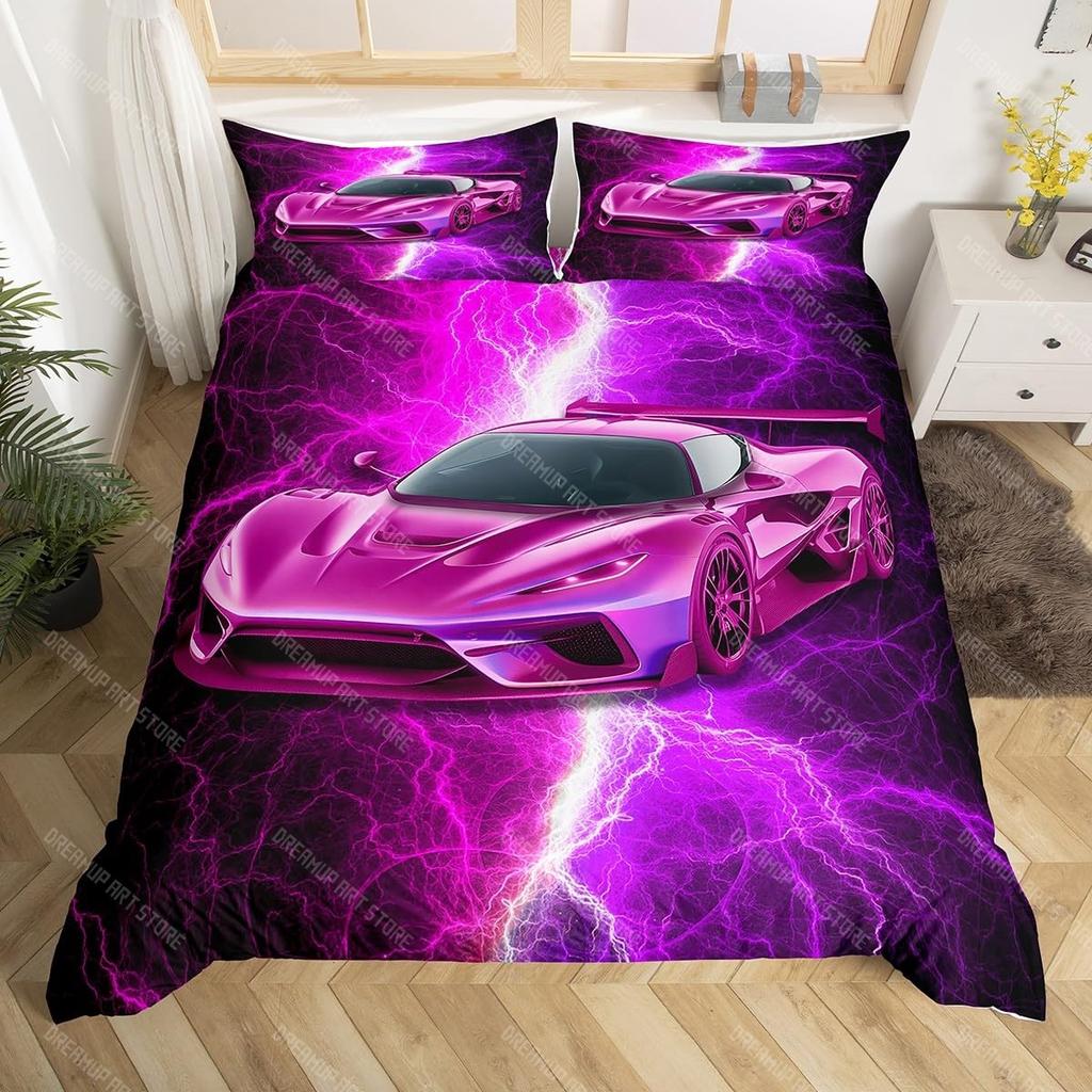 Boys Sports Car Bedding Set Twin, Race Car Duvet Cover for Kids Teens Room Decor,Racing Cars Bed Set