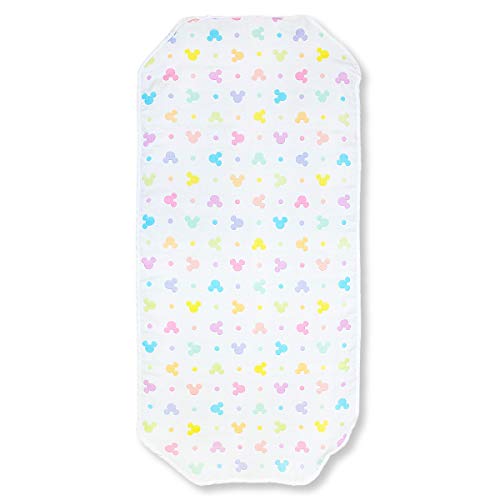 Un Doudou Made In Japan, Soft 6-Layer Gauze Cot Cover with Disney Mickey Icon, 60 X 130cm, 100% Cotton, Elastic Corners, NZ2831-M