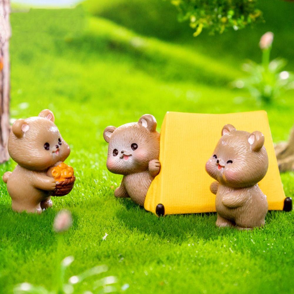 Kids Toy Miniature Cartoon Bear Figurines Crafts Bonsai Micro Landscape Furniture  Home Decoration