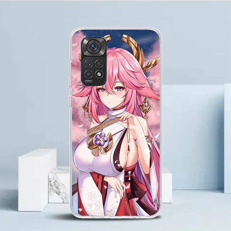 Yae Miko Genshin Impact Phone Case For Xiaomi Redmi Note 15 14 14S 13 12S 12 Pro Plus 11S 11 11T 11E 10S 10 + Soft TPU Back Cove