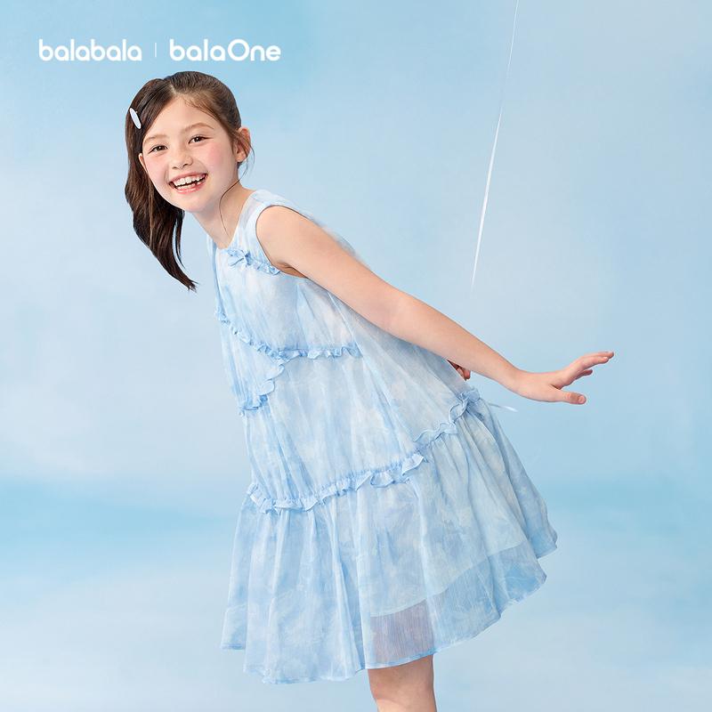 Balabala children's clothing, children's skirts, girls' 2026 new summer sleeveless dresses, sweet and stylish for middle-aged children