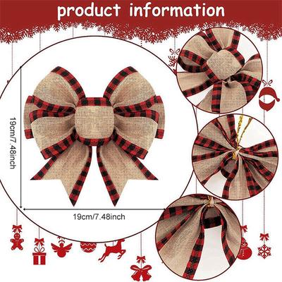 3PCS Christmas Bows for Wreath Red White Snowflake Bow Winter Xmas Tree Craft Bows for New Year Christmas Party Supplies