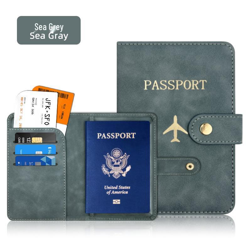 Hand-Stitched PU Leather Passport Holder with Buckle
