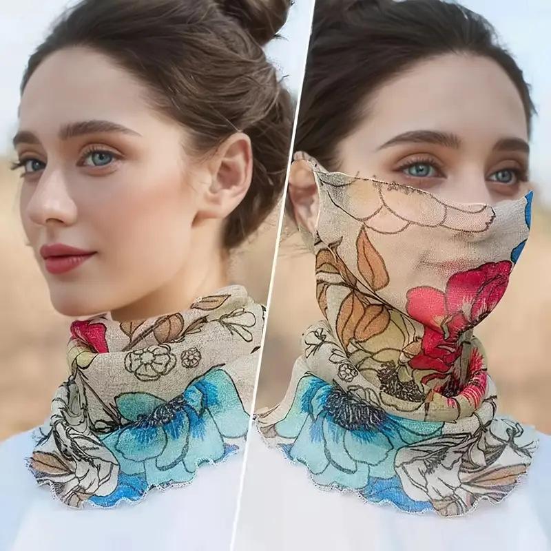 Hanging Ear Scarf for Women Versatile Sun Protection Neck Cover for Spring and Summer Small Scarf