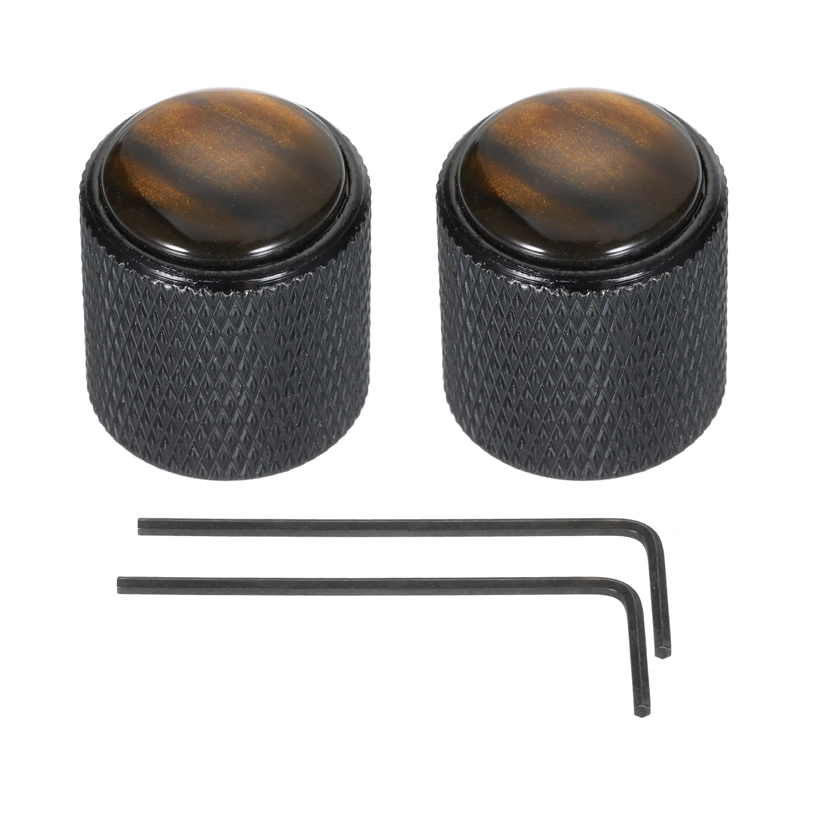 

uxcell Dome Amber Black for Electric Guitars and Includes Internal Hex Set of 2 Guitar/Bass Knobs, Top, 6mm, Metal, Volume/Tone Control, Basses,