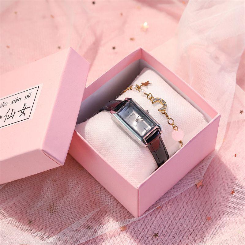 Rectangle Watch Women's Simple Light Luxury High Value Student Temperament Belt Watch Waterproof Small Dial