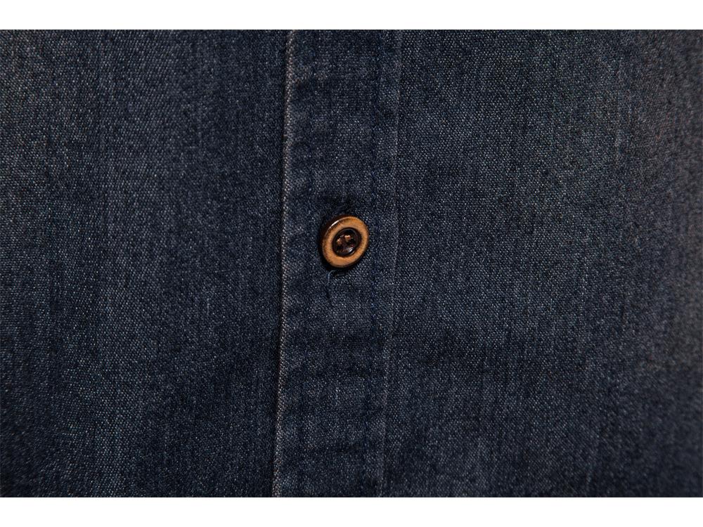 2022 Trendy Men's Casual Solid Color Non-Iron American Size Long-Sleeve Denim Shirt