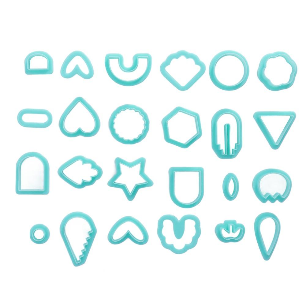 24pcs Various Shapes Polymer Clay Cutters Plastic Polymer Clay Molds  DIY Hand Made
