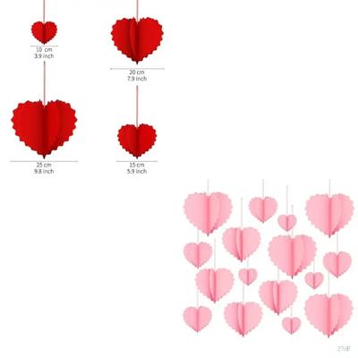 2026 Latest Models 8Pcs Foldable Paper Heart Hanging Ornament Valentine's Day Heart Decoration for Wedding Anniversary