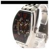 Used COGU Men's Watch Automatic AT Rectangular Back Slot 3 Hands Silver SS Genuine Belt Skeleton Character Limited Edition