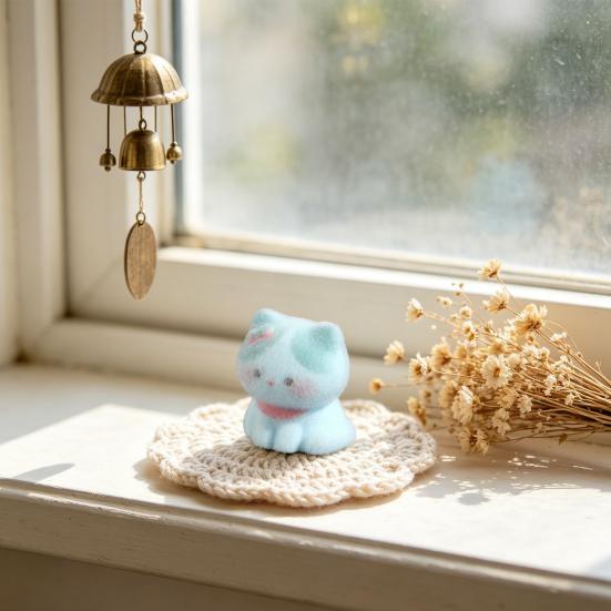 2Pcs Cat Figurines Resin Flocking Mini Cute Cat Decor for Car Dashboard Office Desk Bedroom Kitchen Countertop Accessories