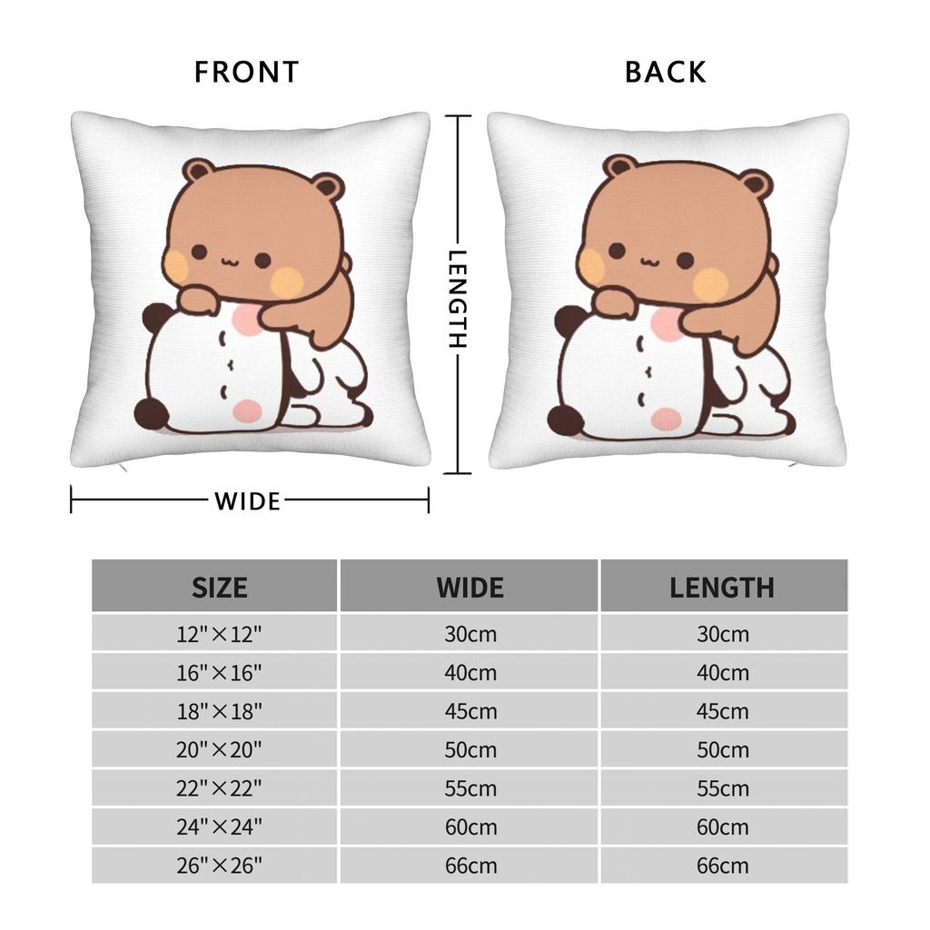 Cute Dudu Bubu Square Pillow Cases Panda Bear Cushion Covers Vintage Zippered Decor Pillowcase for Home 40x40cm