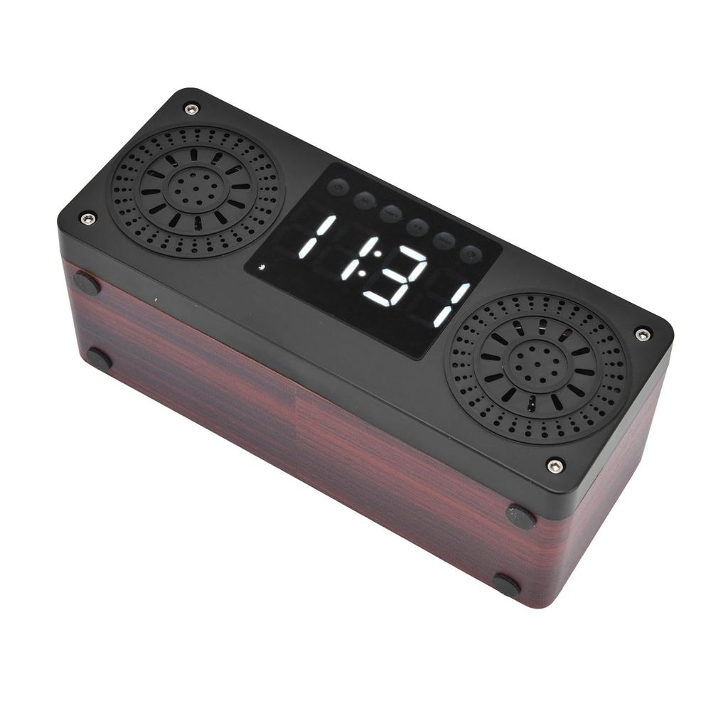 Speaker Red Double Speaker Digital Display Clock 360 degrees  Three Dimensional Surround Wooden Speaker Subwoofer