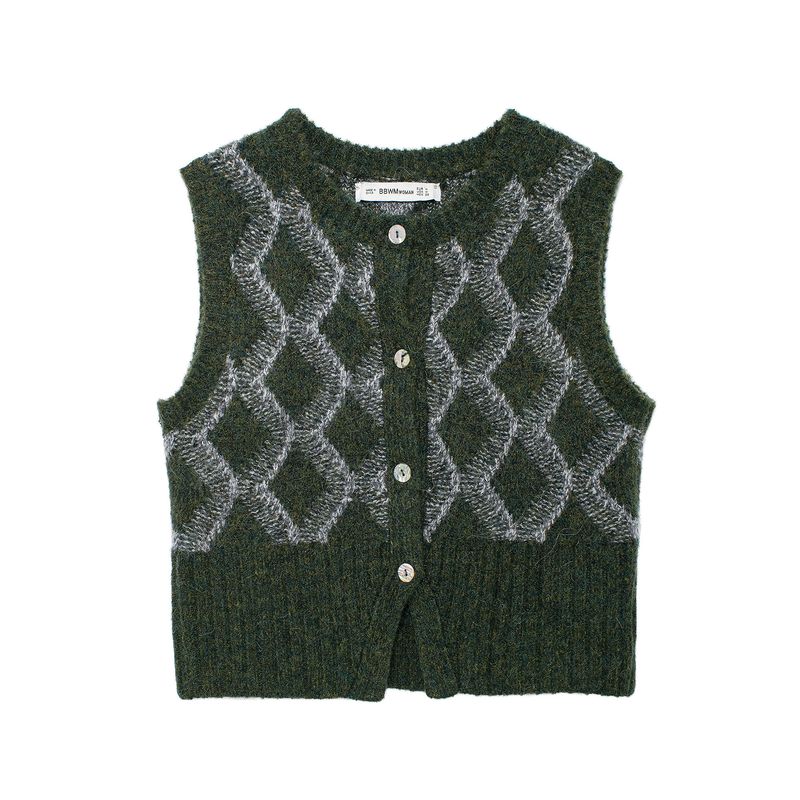 Kaslead New Arrival Women's Clothing Fashion Style Fashion Minimalist Diamond Pattern Knitting Vest 3920179