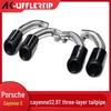 Compatible with 2018-2025 Porsche Cayenne S 2.9T: Black Three-Layer Four-Outlet Exhaust Tailpipe