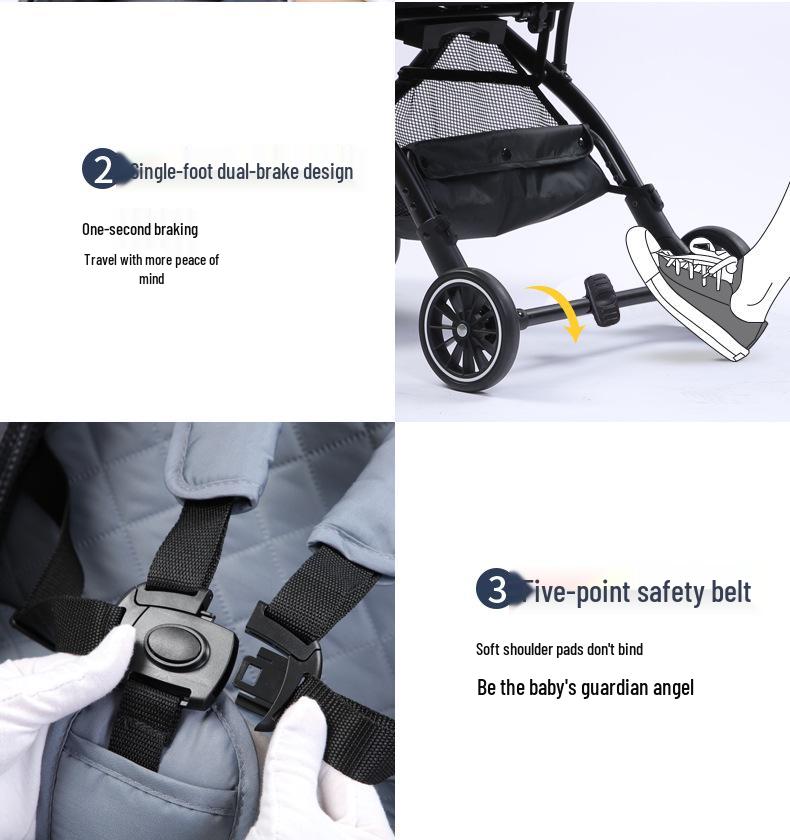 He Bao Baby Stroller: Reinforced Two-Way, One-Key Folding, High-Landscape Pram