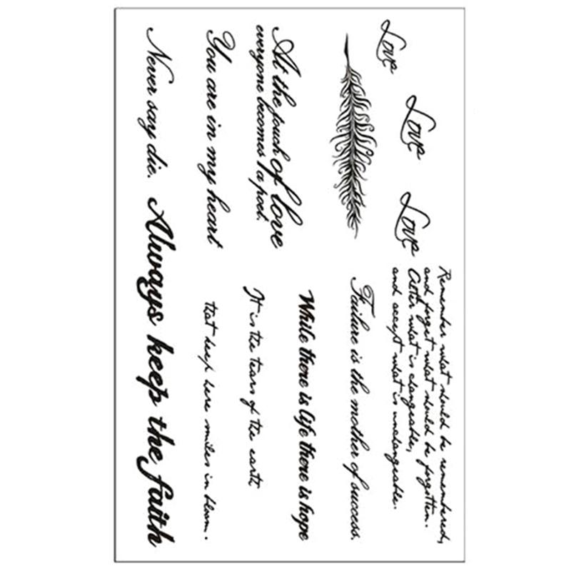 2Pcs Removable Temporary Tattoo English Word Body Art Tattoos Sticker Waterproof