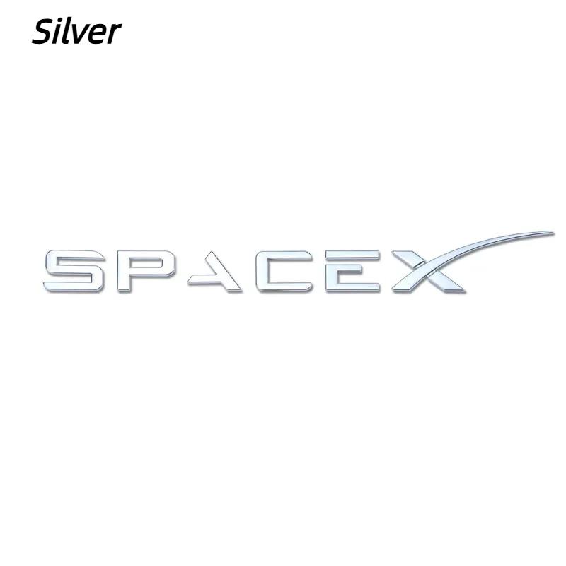 

ABS Space X Rear Boot Trunk Emblem Badge Car Sticker Decals for SpaceX Model 3 X S Y Car Styling Accessories Silver