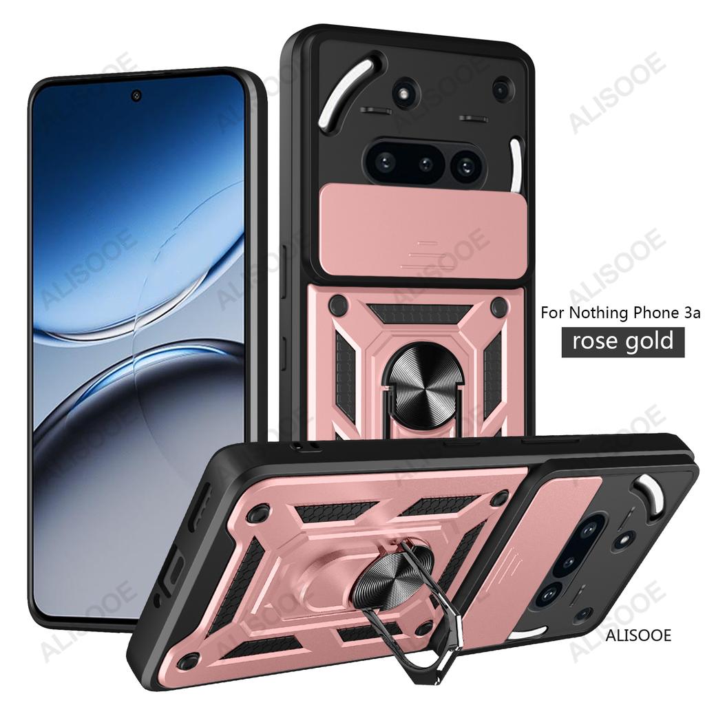 Funda for Nothing Phone 3A Case Slide Camera Protection Ring Stand Shockproof Back Cover for NothingPhone 3A Capa Funda