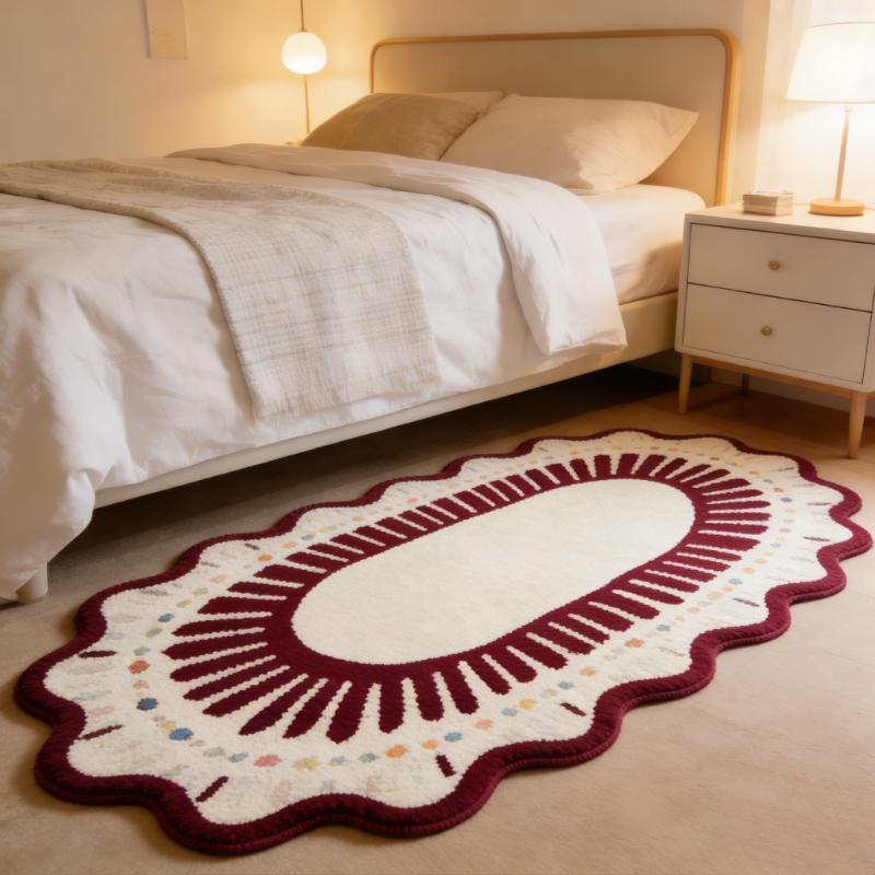 

Art Style Carpets for Living Room Light Luxury Bedroom Decor Carpet Fluffy Soft Irregular Shape Bedside Rug Home Plush Floor Mat 50x120cm