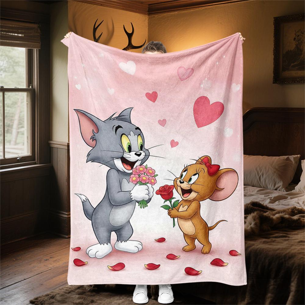 1pc cat mouseOutdoor Flannel Blanket Soft Plush Decor for Picnics, camping,Bedroom, Playroom, or Lunch Breakn1149A
