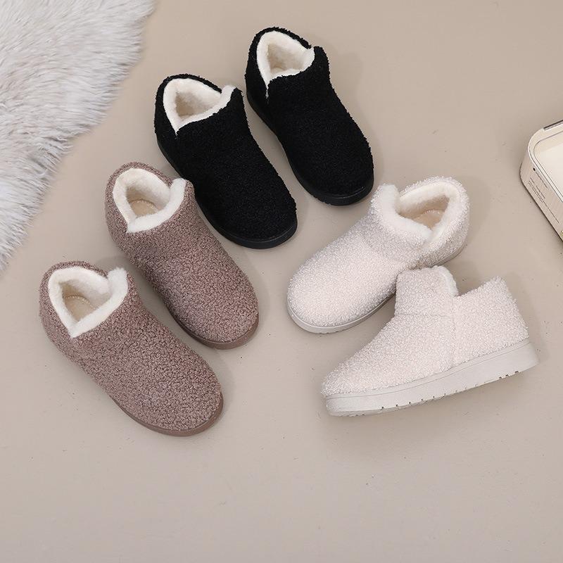 Winter New Women's Fashion Fleece Warm High-top Platform Cotton Shoes Non-slip Soft Soles Wear Wool Cotton Boots