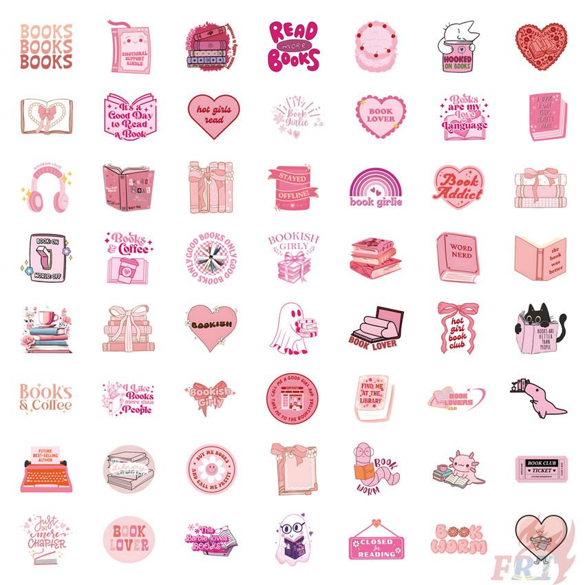 60Pcs/Set Pink Babe Reading Books Art Series 03 Stickers Waterproof DIY Fashion Doodle Decals Stickers