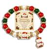 Santa Claus Beaded Bracelet Crystal Pearl Women Bangle Christmas Themed Christmas Bracelet  Girl