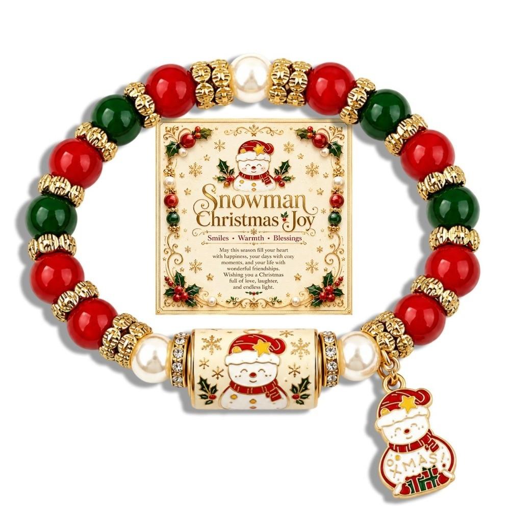 Santa Claus Beaded Bracelet Crystal Pearl Women Bangle Christmas Themed Christmas Bracelet  Girl