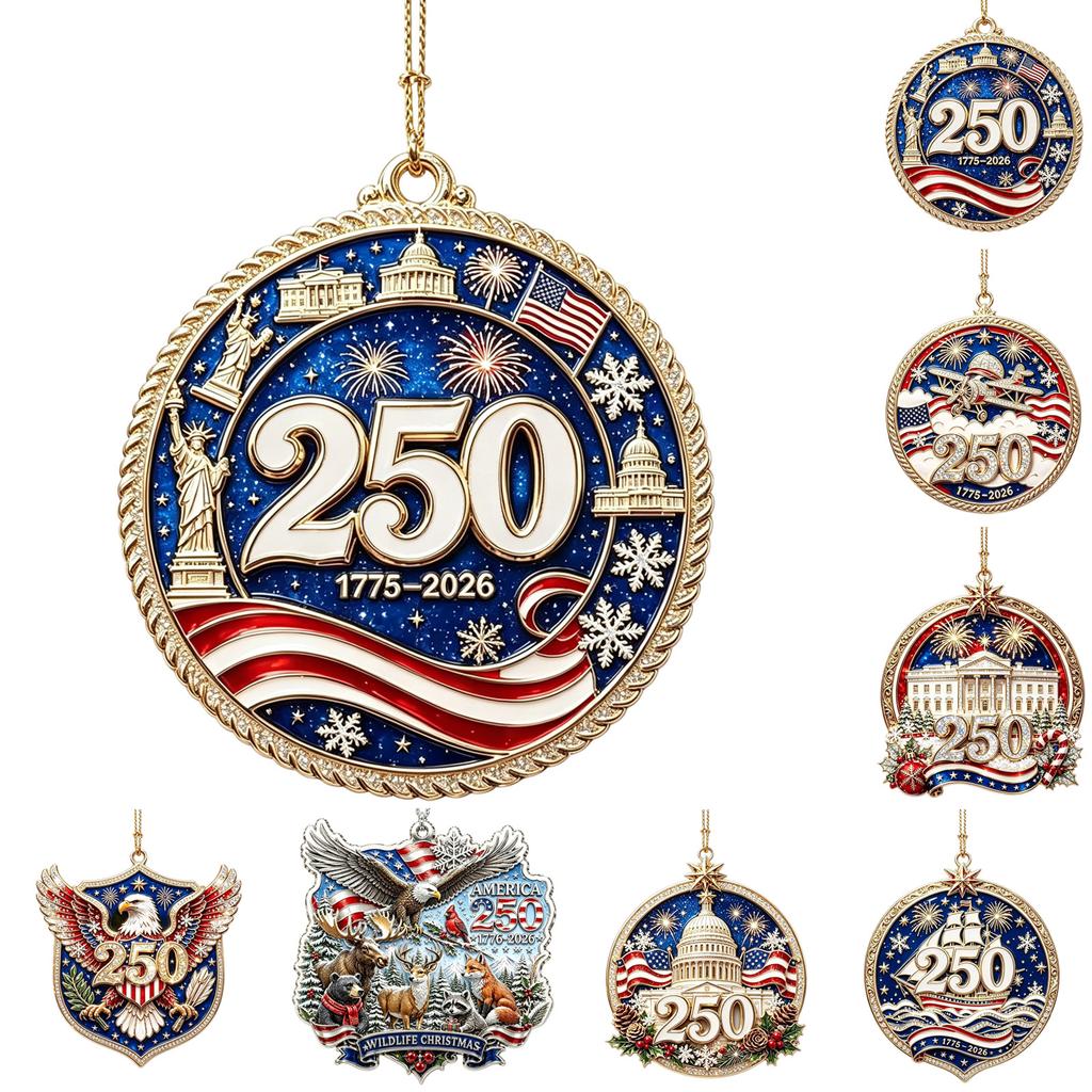 Acrylic USA 0th Anniversary Christmas Tree Ornament, Commemorative Hanging Holiday Décor