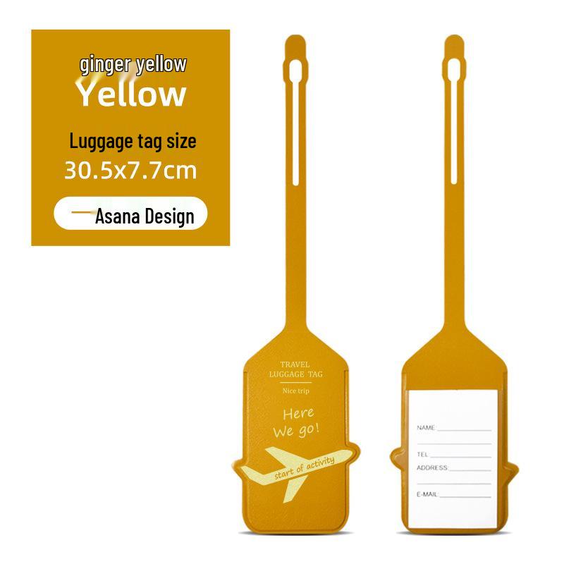 Double-Sided PU Leather Luggage Tag with Airplane Design