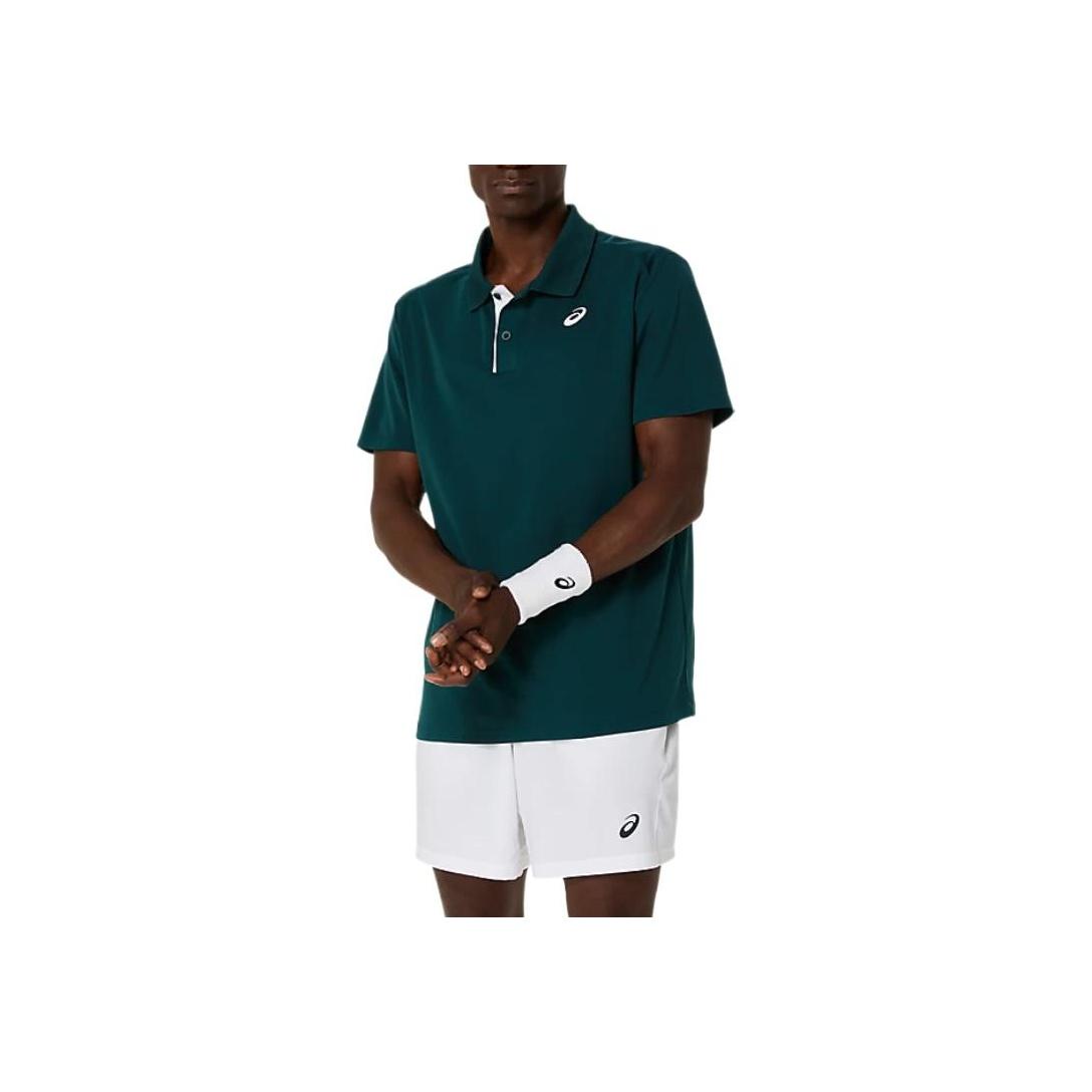 

Asics Soft And Comfortable Casual Short Sleeve Polo Shirt Men tops Dark-Green 2041A340-300 M