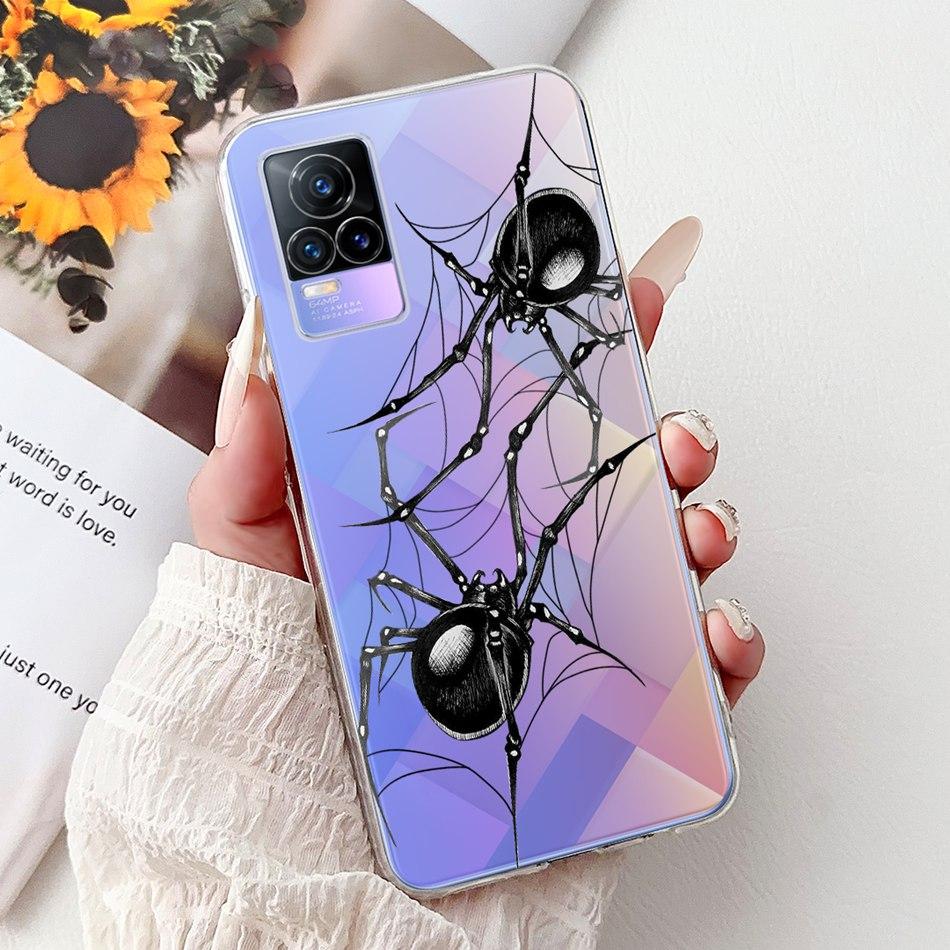 For Vivo V21e V2061 / V21 4G 5G V2050 V2066 Phone Case VivoV21e V 21 4G Elegant Floral Cat Printing Soft Silicone TPU Cases