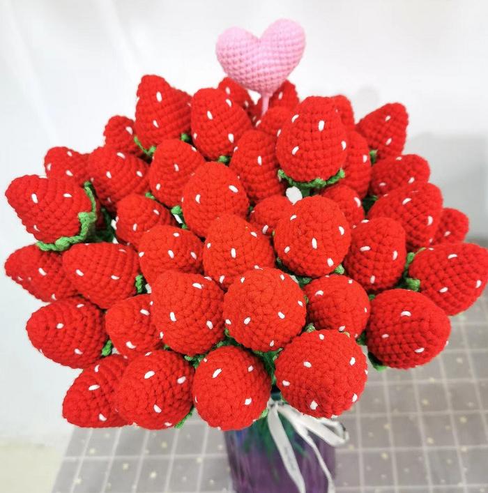 Hand-Knitted 1pcs Sunflower Bouquet Crochet Wedding Decorative Artificial Daisy Flowers Home Decoration for Graduation Occasions