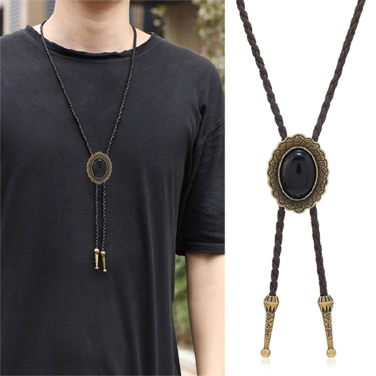 Men Bolo Tie Metal Eagle Bird Stone Cowboy Hat Western Necklace Costume Accessory