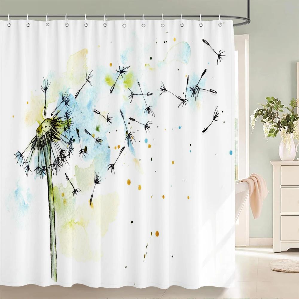 Dandelion Natural Flowers Shower Curtains Waterproof Bathroom Curtain Bath Curtain High Quality With Hooks Shower Curtain