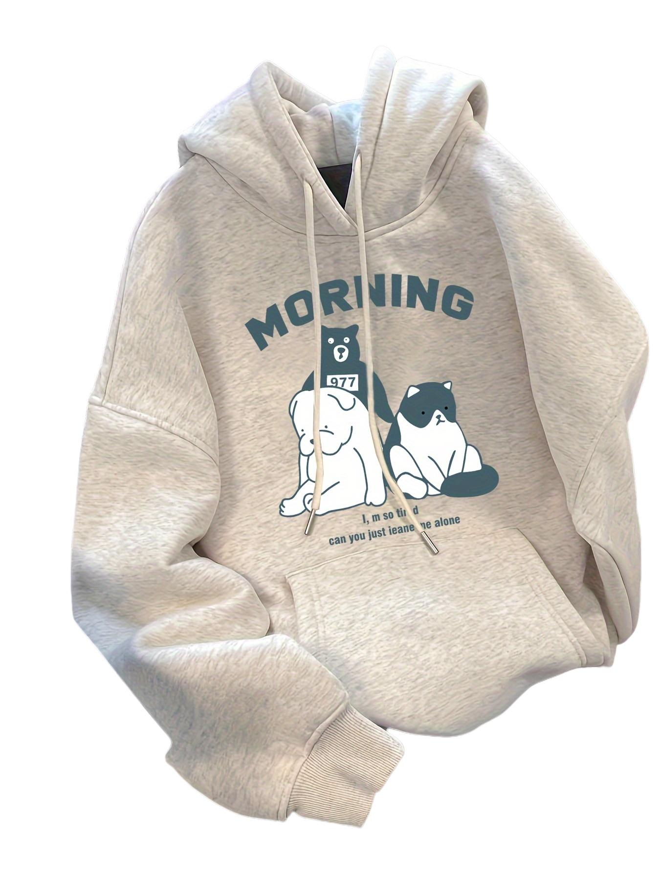 2025 Autumn and Winter New Are Hot-selling Men s Casual Loose Cartoon Avatar Printed Hoodie White Gray Cotton Comfortable Hoodie 3XL