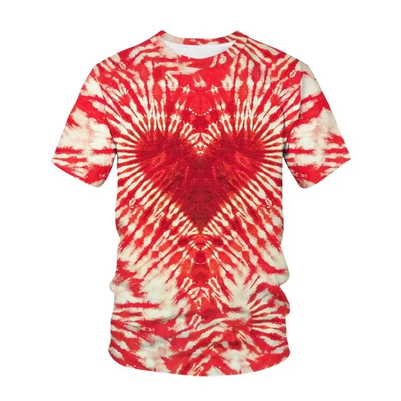 

Летний топ с круглым вырезом и 3D-принтом в виде сердец, модная повседневная мужская футболка с коротким рукавом XL