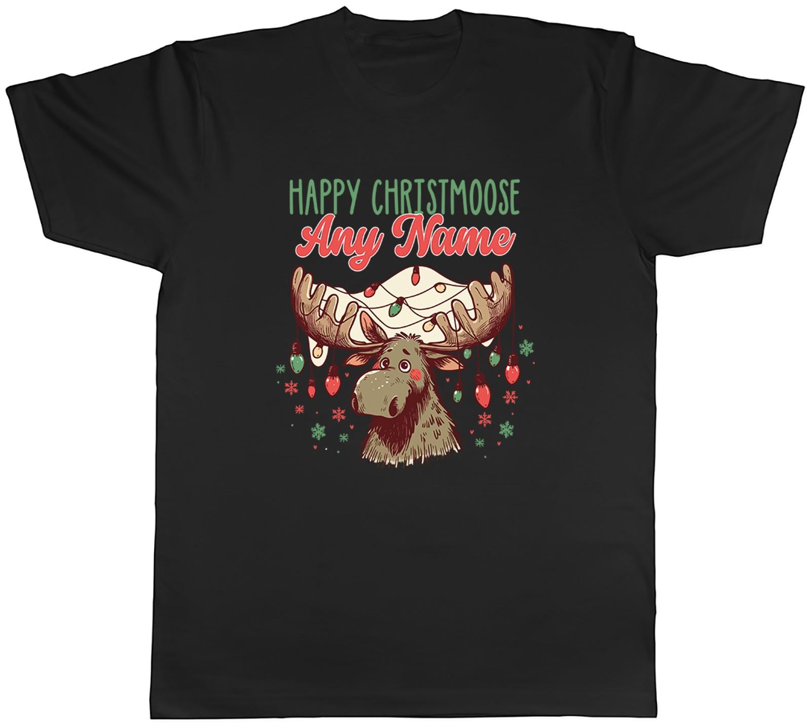 Personalised Any Name Happy Christmoose Christmas Mens T-Shirt Tee Gift Top L