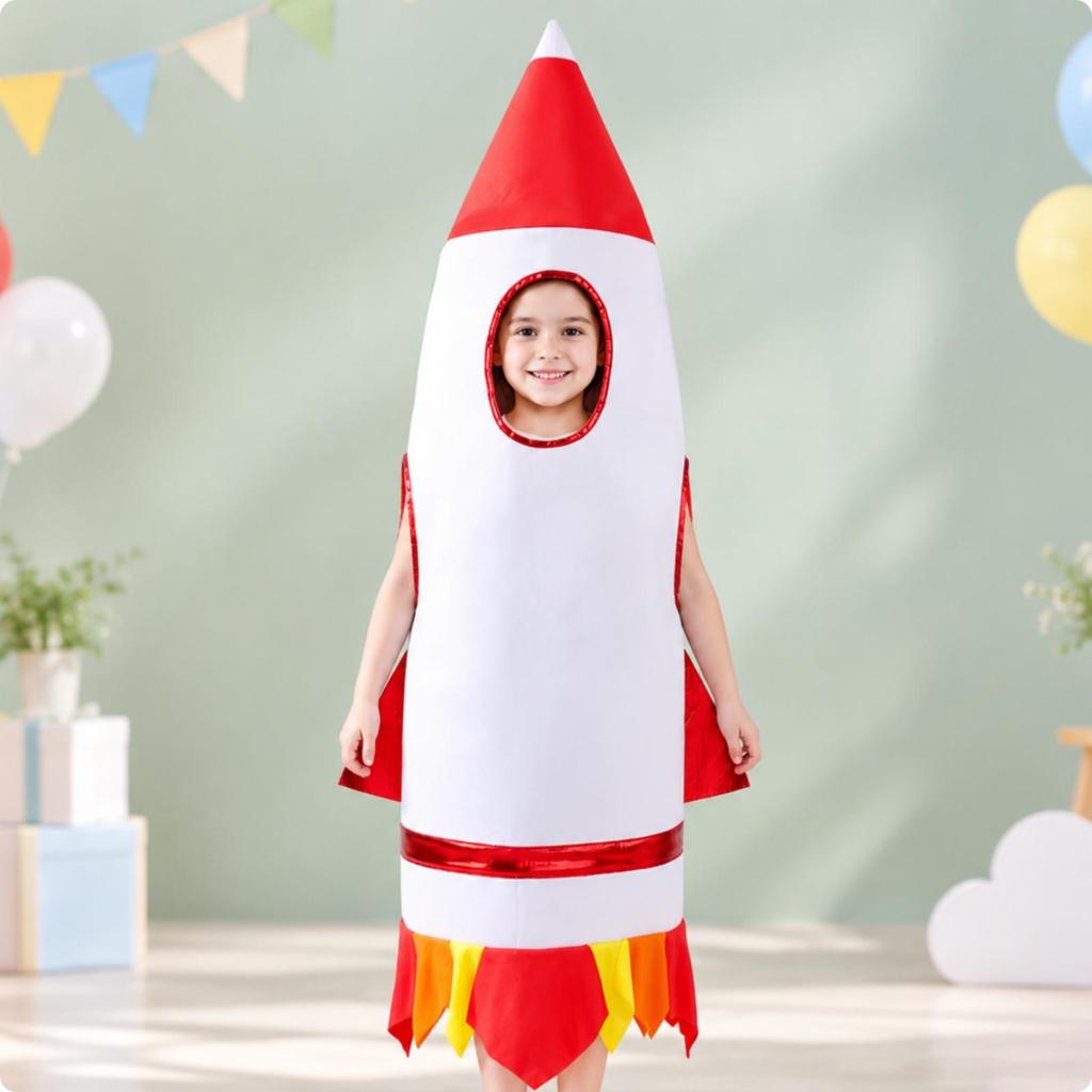Costume da Razzo con Bordi Accattivante per Halloween, Gioco di Finzione, Bambini