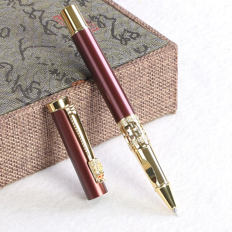 Signature Pen Red Metal Creative Hollow Black Business Fountain Pen Blue Orb Pen Gift Box Set Can Be Ordered.